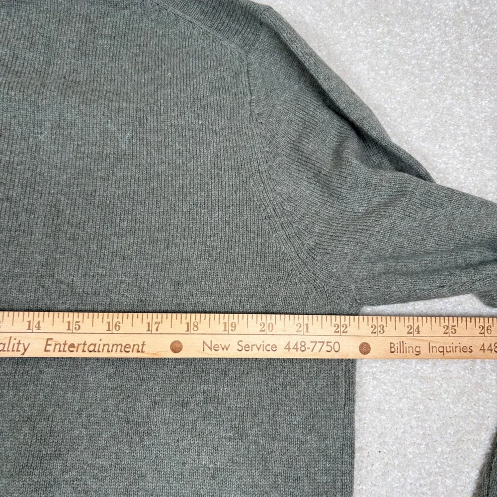 Orvis Mens L 3 Button Sweater Wool Cotton Green Mock‎ Neck Knit Sweater